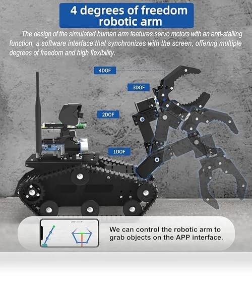 Smart Robot Car Kit with Robotic Arm HD Camera — Robotic Enhancements, XiaoR GEEK