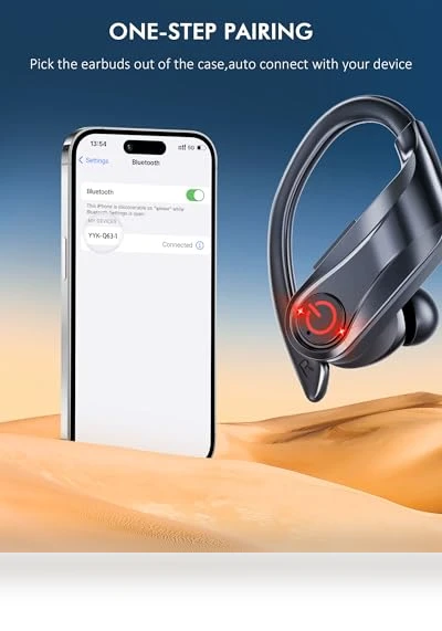 Wireless Bluetooth Earbuds with Earhooks — In-Ear Headphones, EUQQ
