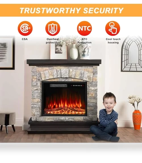 Electric Fireplace with Mantel — Electric Heating Solutions, BOSSIN