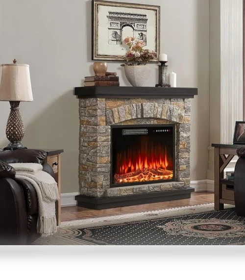 Electric Fireplace with Mantel — Electric Heating Solutions, BOSSIN