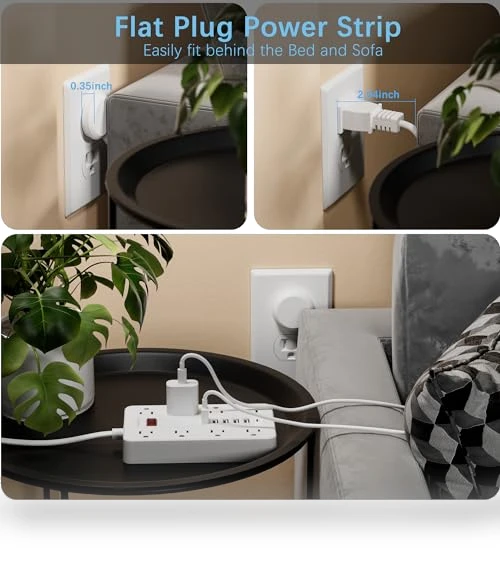 Flat Plug Extension Cord Surge Protector — Power Solutions & Surge Protection, HUNIAN