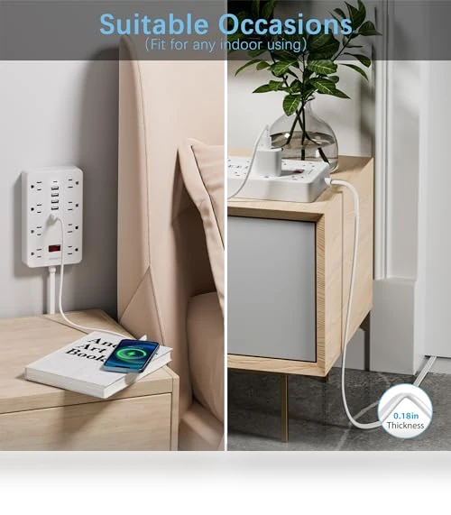 Flat Plug Extension Cord Surge Protector — Power Solutions & Surge Protection, HUNIAN
