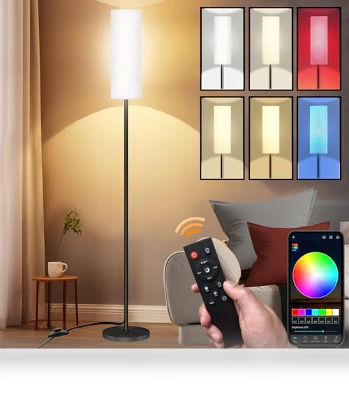 Modern LED Floor Lamp with Remote Control — Standing Lights, Qaubauyt
