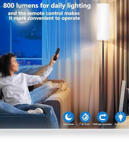 Modern LED Floor Lamp with Remote Control — Standing Lights, Qaubauyt