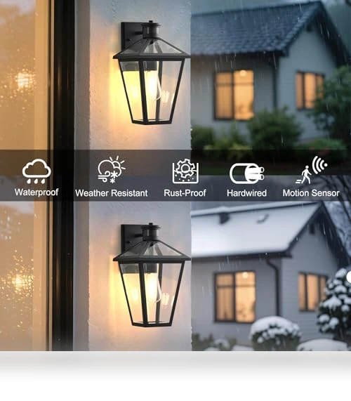 Outdoor Wall Lantern with Motion Sensor — Outdoor Security & Flood Lighting, GOALPLUS