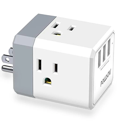 USB Wall Charger and Extender with 3-Way Splitter — Multi-Outlets
