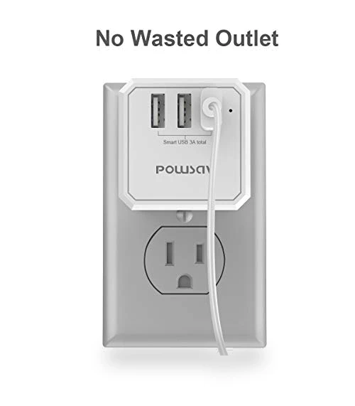 USB Wall Charger and Extender with 3-Way Splitter — Multi-Outlets