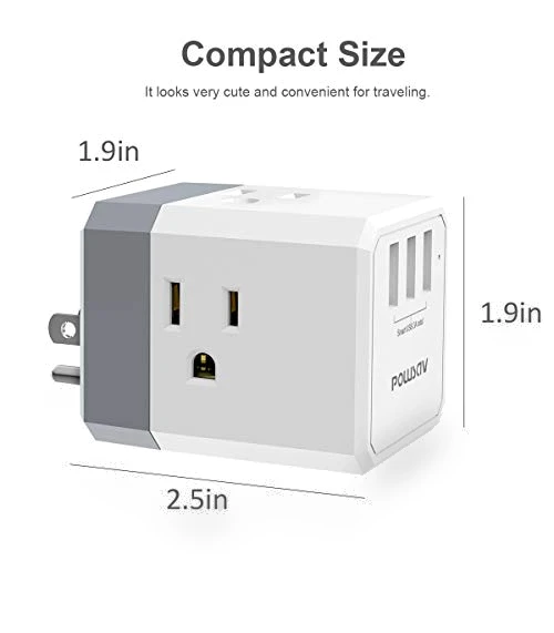 USB Wall Charger and Extender with 3-Way Splitter — Multi-Outlets