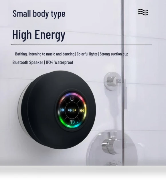 Waterproof LED Bluetooth Speaker with Suction Cup — Portable Audio, AI Market
