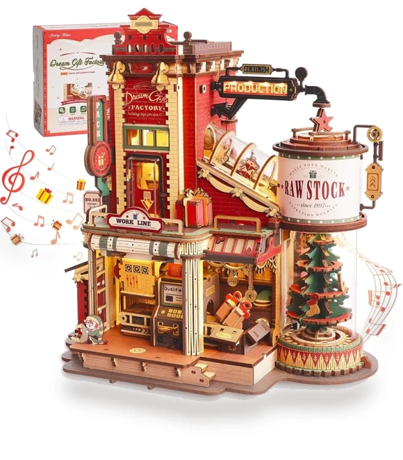 3D Puzzle Wooden Music Box With LED — Wood, Robotime