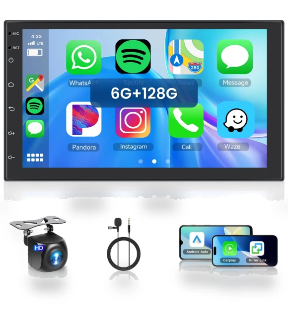 7-inch Touchscreen Car Audio with Wireless CarPlay and Android Auto — Stereo Receivers, Kayomart