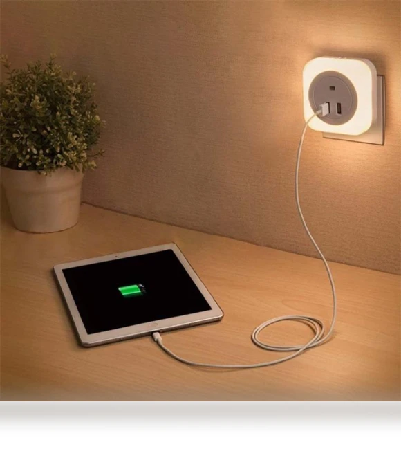 LED Night Light with Dual USB Charging Port — Night Lights, Dream Garage