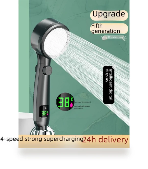 Luxury Smart LED Shower Head Set with Hand Sprayer and Heater — Fixed, Super Select