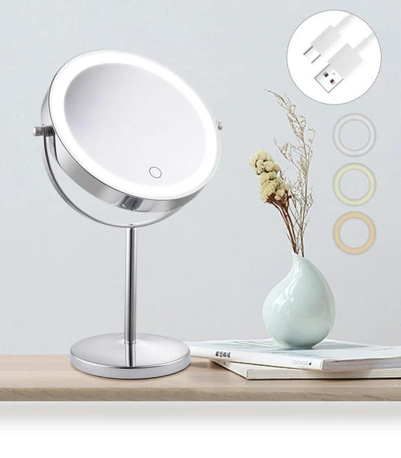 LED Vanity Mirror with Touch Panel — Handheld, Cerdeco