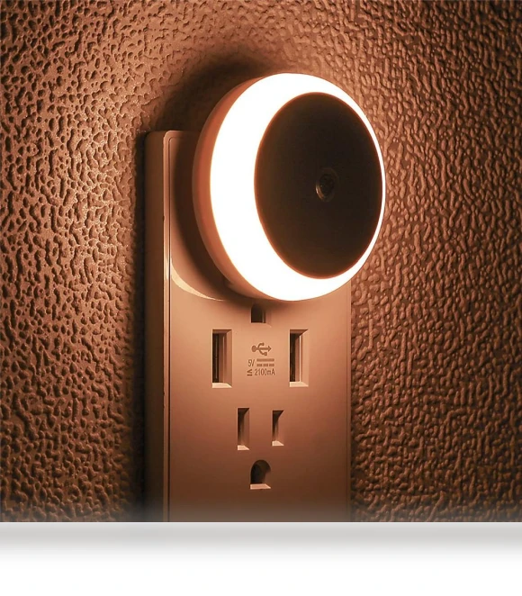 Round Night Light with Plug-in Night Sensor — Night Lights, DC-HOME Textile