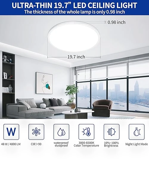 20'' LED Ceiling Light Fixture — Overhead Lighting, Glowall