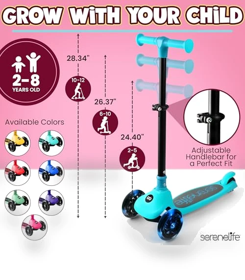 3 Wheel Foldable Kids Scooter — Electric Vehicles, SereneLife