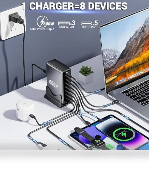 8 Port USB C Fast Charging Station — Chargers, Perhanmm