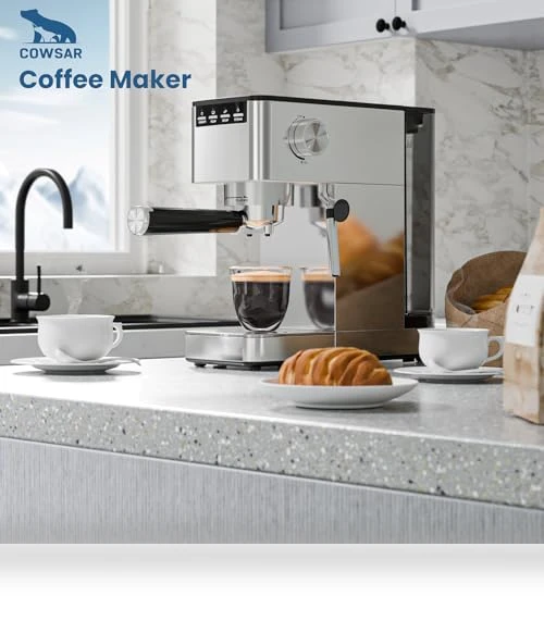 9 Bar Espresso Machine with Steam Frother — Coffee & Espresso Combos, COWSAR