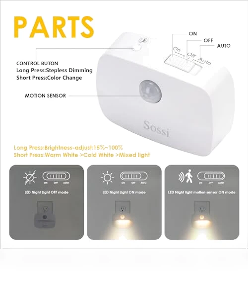 Motion Sensor Night Light Plug in 4 Pack — Night Lights, Sossi