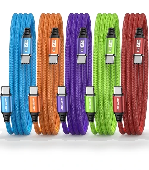 USB C to USB C Cable, 6FT 5-Pack — Cables, Aurnoet