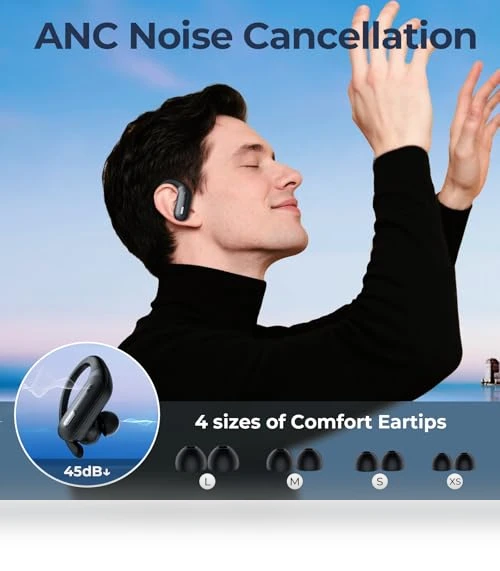 Wireless Earbuds with ANC and Wireless Charging — In-Ear Headphones, OFNEX