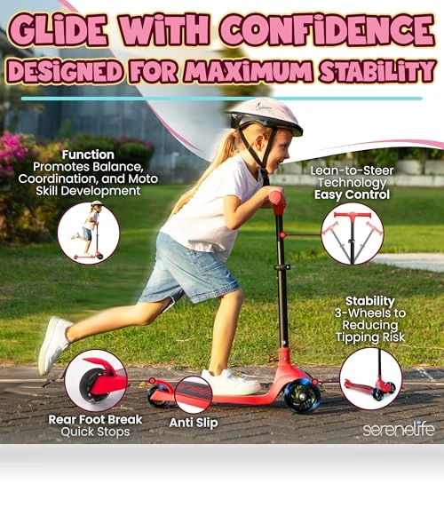 3 Wheel Foldable Kids Scooter — Push Scooters, SereneLife