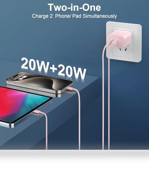 40W Dual Port USB C Wall Charger with 6FT USB C to C Cable — Chargers, Shenzhen Dipinle Technology Co., Ltd