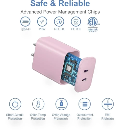 40W Dual Port USB C Wall Charger with 6FT USB C to C Cable — Chargers, Shenzhen Dipinle Technology Co., Ltd