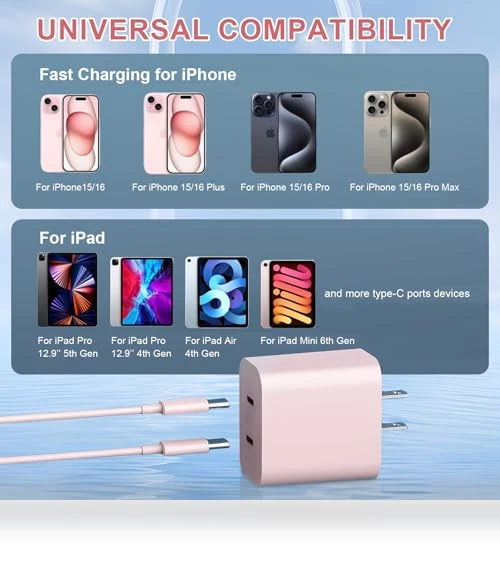40W Dual Port USB C Wall Charger with 6FT USB C to C Cable — Chargers, Shenzhen Dipinle Technology Co., Ltd