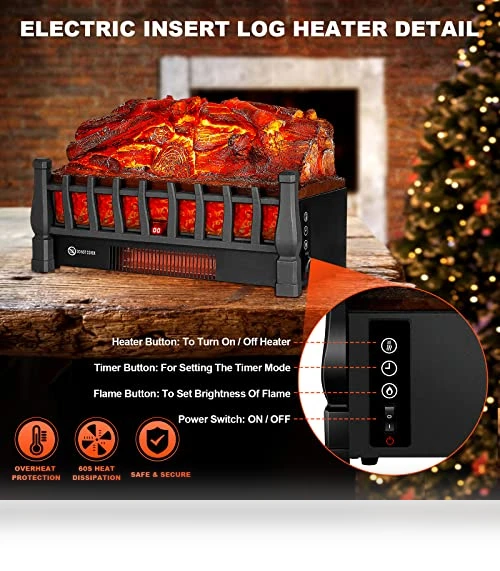 Electric Fireplace Logs Inserts Heater — Portable Heating Solutions, Alpaca