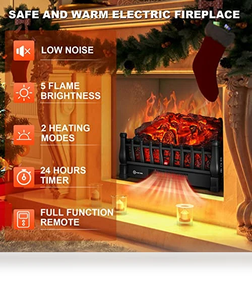 Electric Fireplace Logs Inserts Heater — Portable Heating Solutions, Alpaca