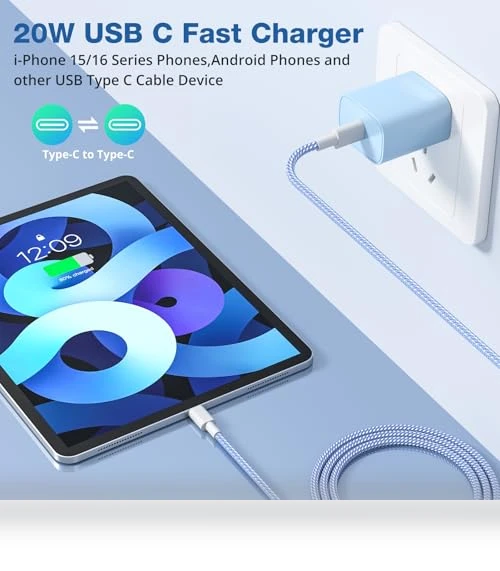Fast Charging Wall Charger Block with USB C Cable — Chargers