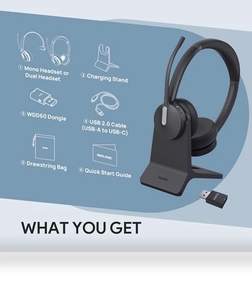 Hybrid Wireless Headset Dongle & Charging Stand — Headsets, Yealink