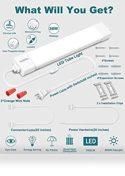 LED Shop Light With Plug — Strobe Lights, WNSNOU