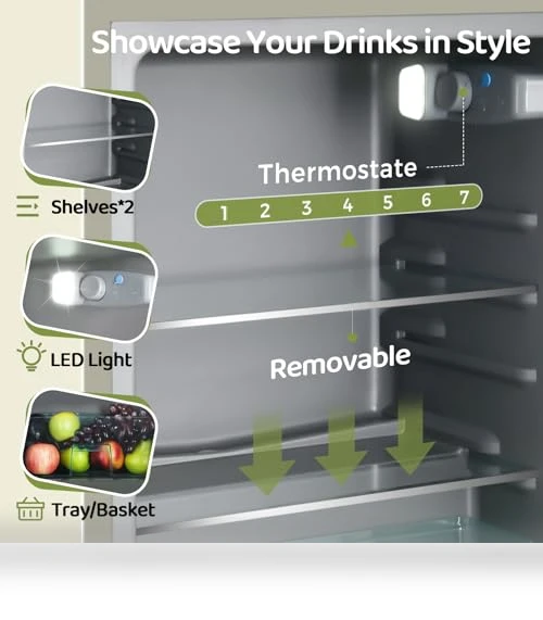 Retro Beverage Refrigerator with Tempered Glass Door — Drink Coolers, Anypro