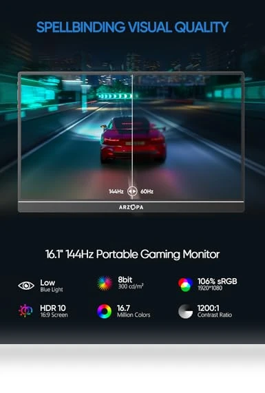 144Hz Portable Gaming Monitor — Display Solutions, ARZOPA