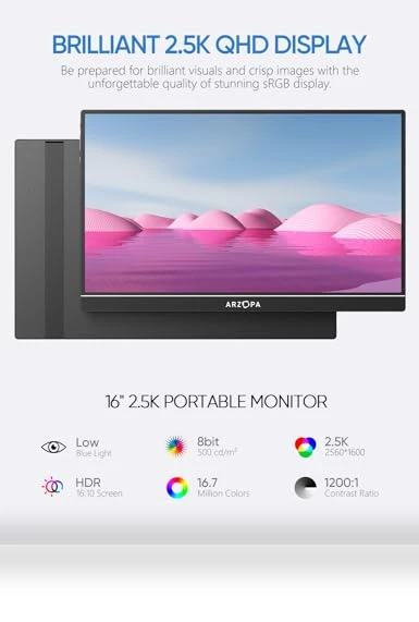 2.5K Portable Monitor — Display Solutions, ARZOPA