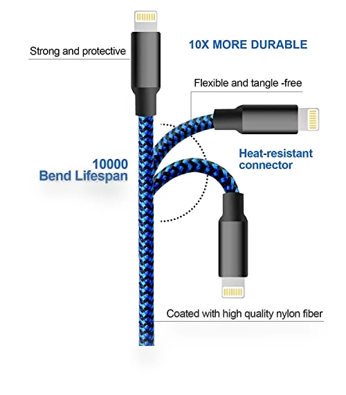 5 Pack Lightning Charging Cable — Cables, cugunu