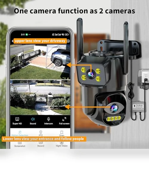Dual Lens WiFi Security Camera Outdoor — Security Cameras