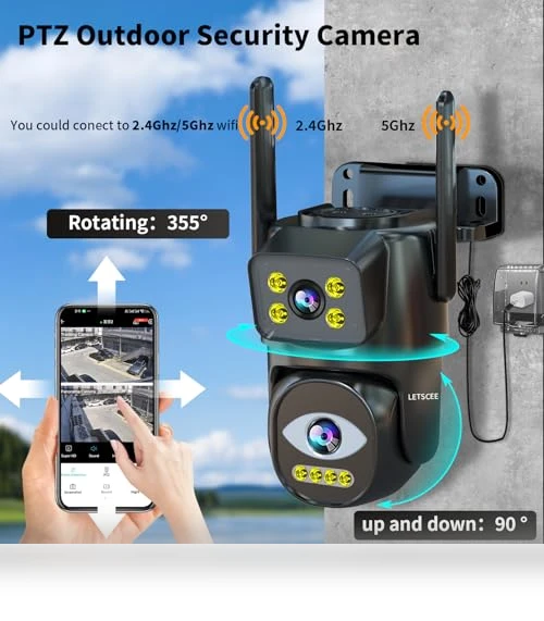 Dual Lens WiFi Security Camera Outdoor — Security Cameras
