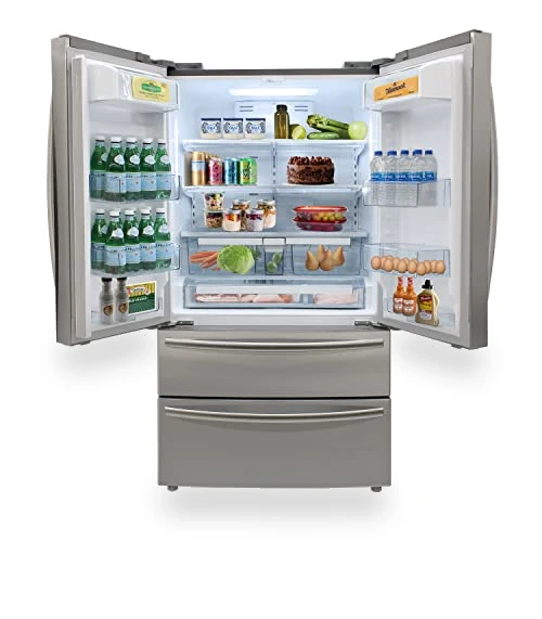 French Door Refrigerator with Ice Maker and Dual Drawer Bottom Freezer — Mini Fridges, BRAMA
