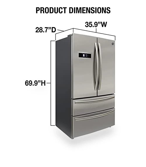 French Door Refrigerator with Ice Maker and Dual Drawer Bottom Freezer — Mini Fridges, BRAMA