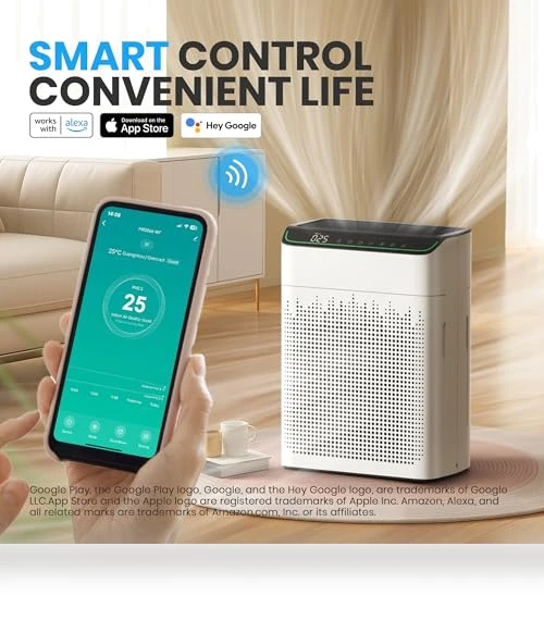 Large Room Air Purifier with Smart WiFi — Activated Carbon Air Purifiers, FLANUR