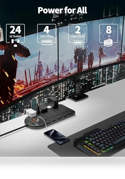 Multi-Function Power Strip Surge Protector — Power Solutions & Surge Protection, DEPOW
