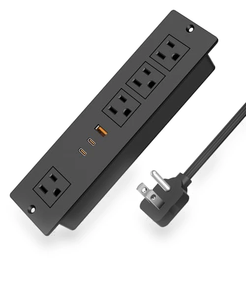 Recessed Power Strip with PD 30W USB C Port — Power Solutions & Surge Protection, VILONG