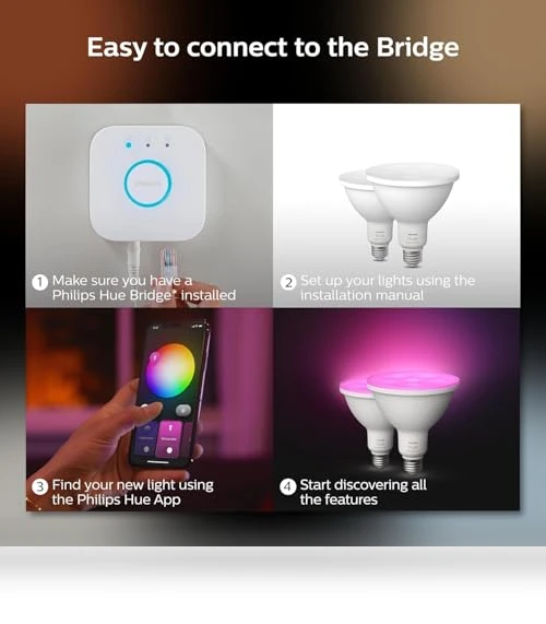 Smart 100W PAR38 LED Bulb - White and Color Ambiance Color-Changing Light — Lighting Solutions, Philips Hue