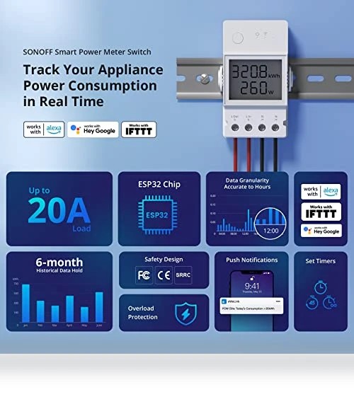 WiFi Smart Light Switch with Energy Monitoring — Smart Home Modules, Sonoff