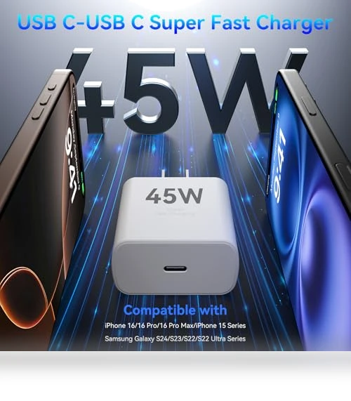 45W USB C Super Fast Charger Block with 10 FT Type C-C Long Cable Cord — Chargers, Shenzhen Xihuida Electronics Co., Ltd.