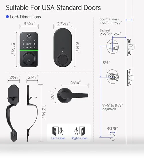 Deadbolt Smart Lock with Handle Set — Padlocks & Hasps, WiseGear